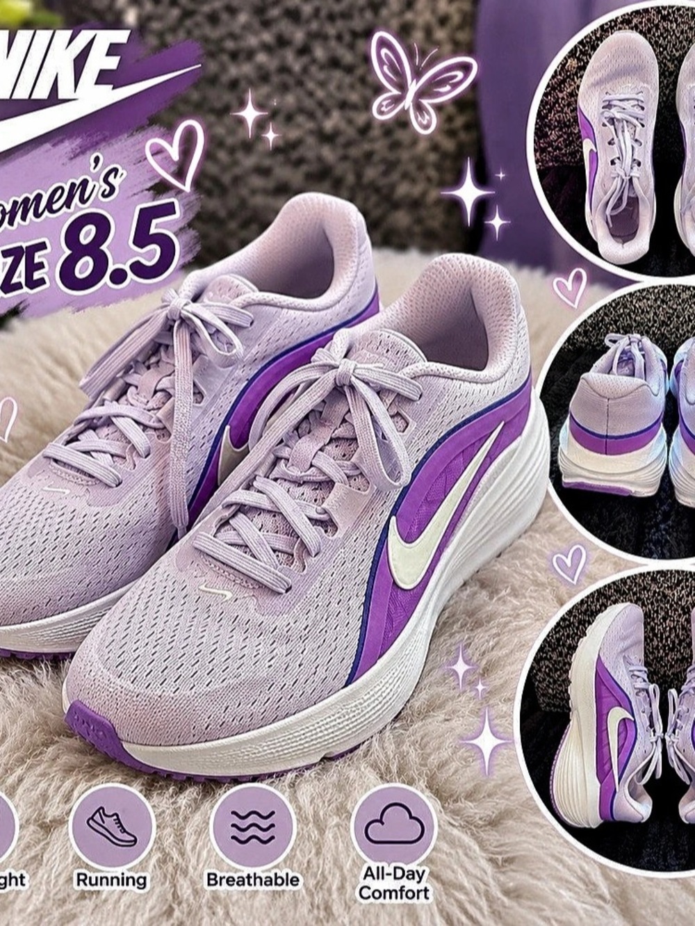 Nike Revolution 7 Women's Running Shoes Pink & Purple US 8.5 Like New
